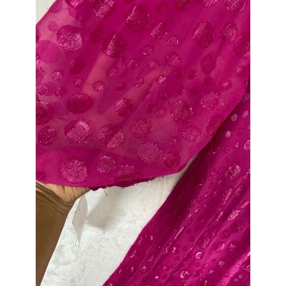 Taylor Women's Bias Cut V-Neck Chiffon Long Sleeve Midi Dress Pink Sz 12 - Picture 8 of 11